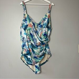 Jantzen Floral Tropical One Piece Swimsuit 28W